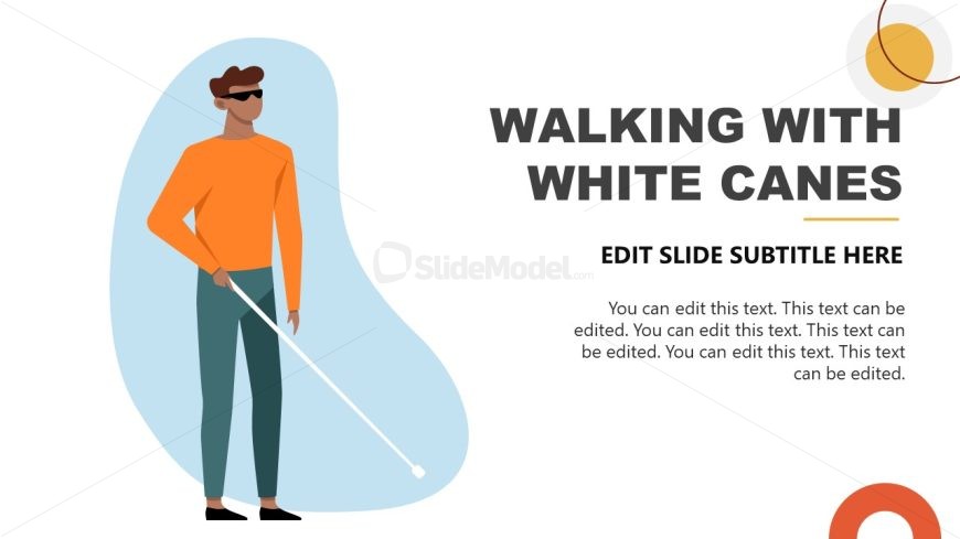 Walking with White Canes Slide for Diversity at Work Presentation Template for PowerPoint