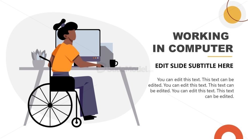 PPT Presentation Template Slide with Female Illustration for Diversity at Work 