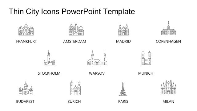 Thin City Icons PowerPoint Template