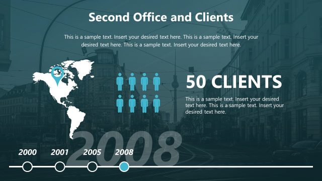 Second Office and Clients – Corporate History Timeline Template