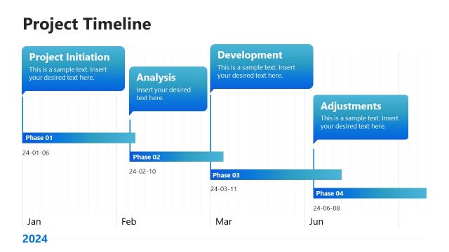 Editable Horizontal Project Timeline Diagram Slide