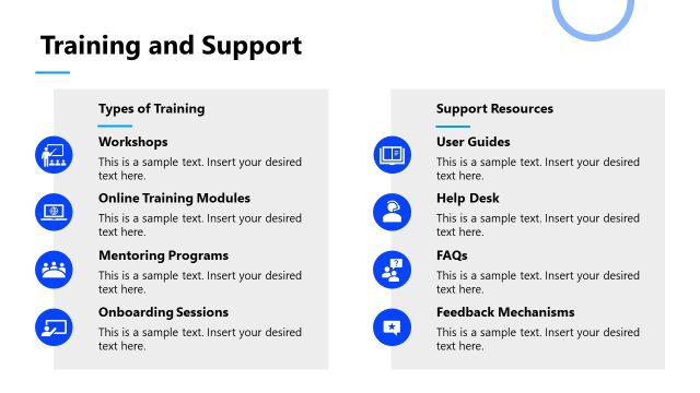 Training & Support – Change Management Template Slide