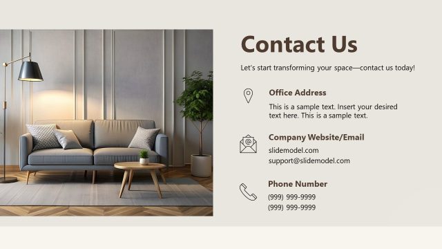Contact Us Slide – Interior Design Project Proposal Template
