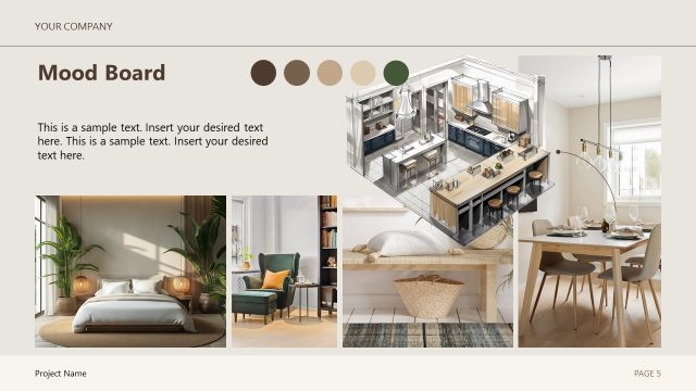 Mood Board PPT Slide for Interior Design Template