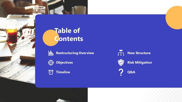Table of Contents Slide – Team Restructuring Transition Plan Template