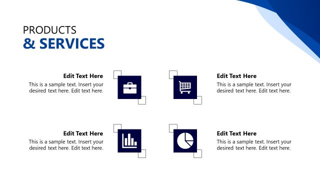 Products & Services Slide with Infographics – Corporate Overview PPT Template