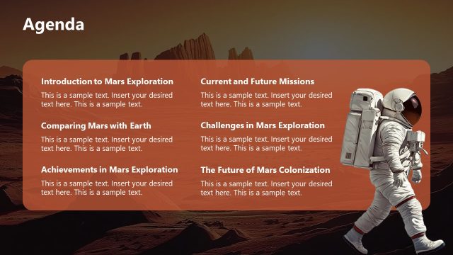 Agenda Presentation Slide – Exploring Mars Template