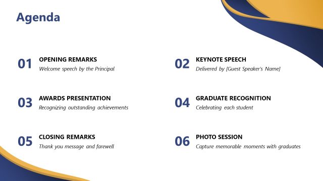 Agenda PowerPoint Slide – School Academy Graduation PPT Template