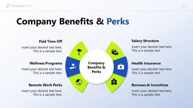 Company Benefits & Perks Slide with Meaningful Icons