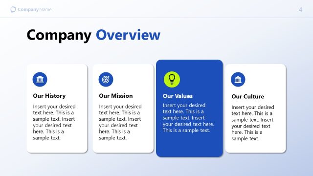 Creative Company Overview Slide with Icons