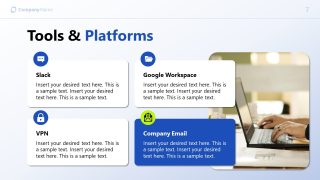 Editable Tools & Platforms Slide for Virtual Onboarding Presentation