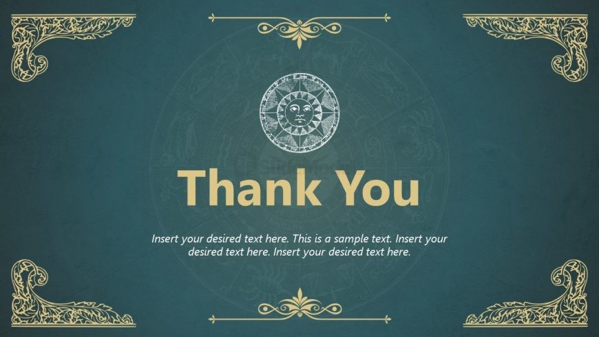 Editable Thank You Slide - Zodiac Signs PPT Template