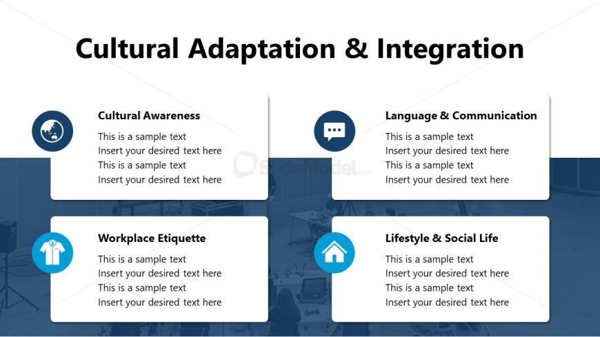Four Graphical Icons PowerPoint Template Slide