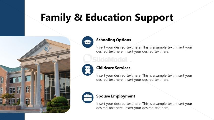 Three Key Points Presentation Slide with Placeholder Text