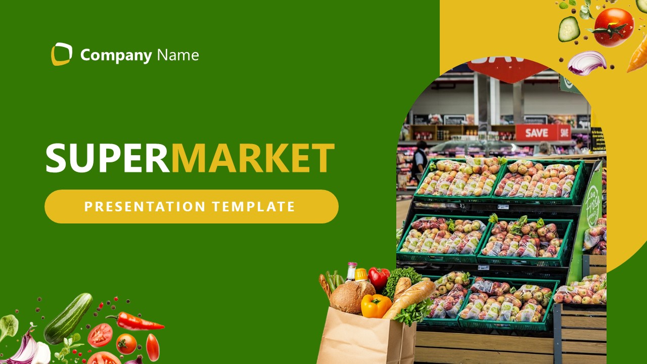 Editable Supermarket PPT Template