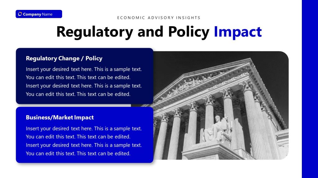 Policy Slideshow Image Regulatory & Policy Impact Slide with Placeholder Text - SlideModel