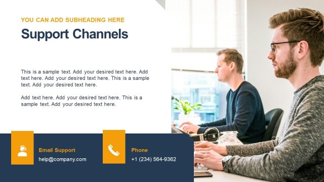 Support Channels Presentation Slide – Key Customer Onboarding PPT Template