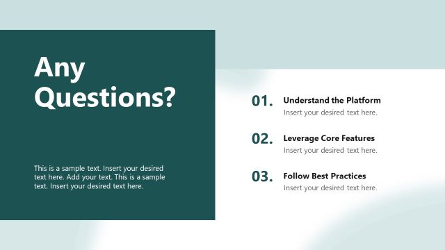 Any Questions Slide – Product Training Presentation Template