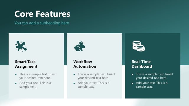 Core Features Infographics Slide – Product Training PPT Template