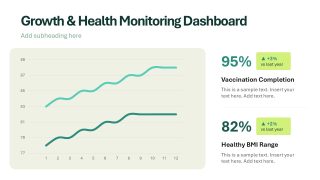 Health Monitoring Dashboard Slide with Line Chart - Pediatrics PPT Template