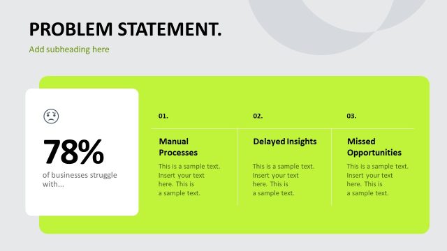 Problem Statement Slide with Bold Percentage Value