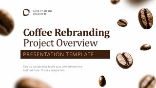 PPT Cover Slide for Coffee Rebranding Project Overview