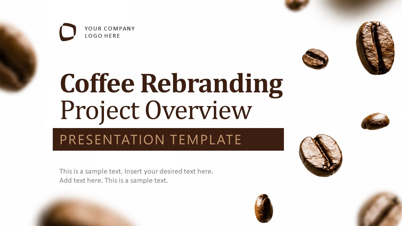 PPT Cover Slide for Coffee Rebranding Project Overview