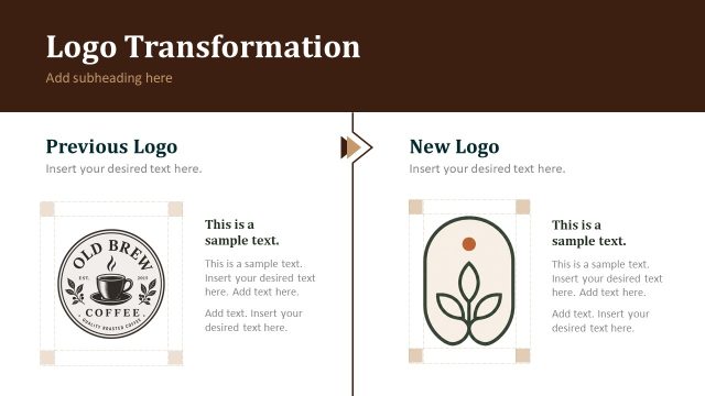 Logo Transformation Presentation Slide – Coffee Rebranding Layout