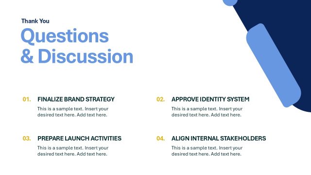 Questions & Discussion Closing Slide for Rebranding Strategy Template