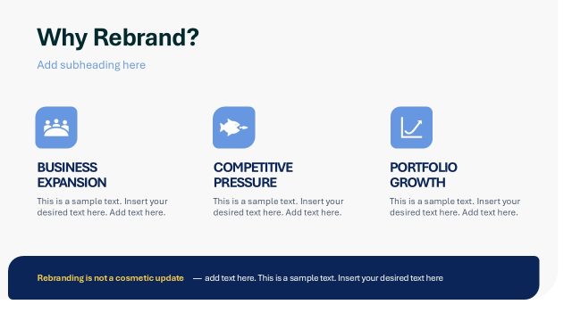 Why Rebrand? Rebranding Strategy Infographic Slide