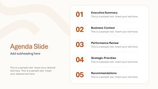 Agenda Slide Template for Formal Executive Briefing