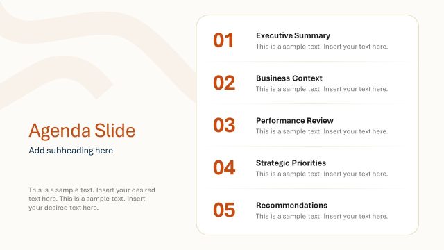Agenda Slide – Formal Executive Briefing Template