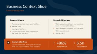 Business Context PowerPoint Slide with Strategic Objectives Layout