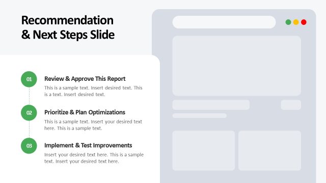 Recommendation & Next Steps Slide – Website Performance PPT Design
