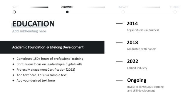 Education Slide – Personal Journey Presentation Slide Template