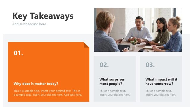 Key Takeaways Overview – Infotainment Presentation Design Layout