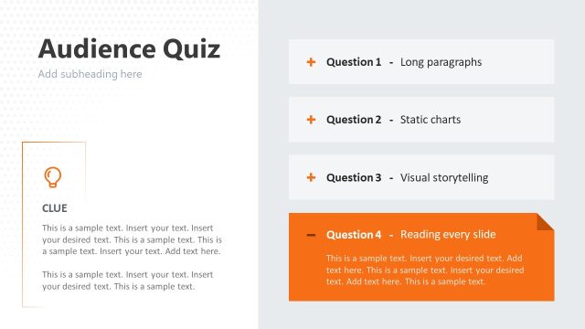 Audience Quiz & Clue Presentation – Infotainment PPT Slide Template