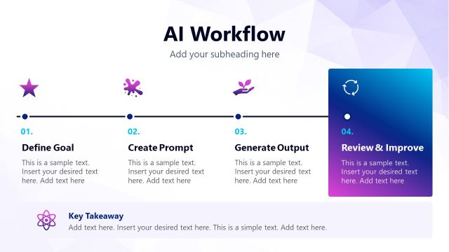 AI Workflow Slide with Icons – Generative AI Training Template for Presentation