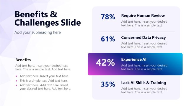 Benefits & Challenges Slide – Generative AI Training Presentation Slide Layout