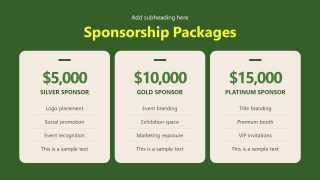 Golf Tournament Sponsorship Packages Slide with Three Segments