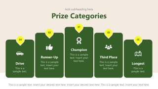 Five Sections Slide for Presenting Prize Categories