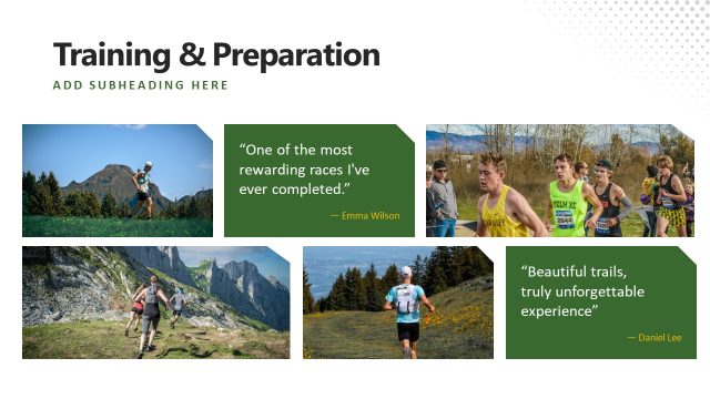 Photo Gallery Training Preparation Mountain Ultra Trail Presentation Template