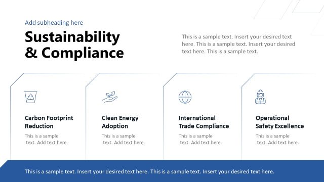 Sustainability & Compliance Slide with Relevant Graphical Icons