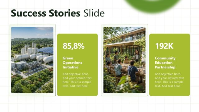 Success Stories PPT Slide with Four Vertical Sections