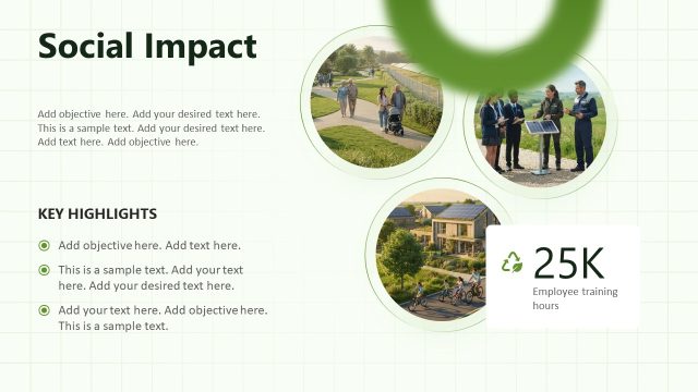 Social Impact Overview Slide with Relevant Photos