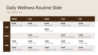 Weekly Schedule PowerPoint Slide - Wellness Mindfulness Template 