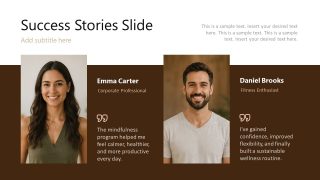 Wellness Mindfulness Template Slide for Success Stories 