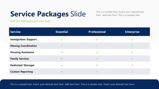 Service Packages Slide – Relocation Services PPT Template