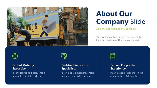 About Our Company Slide – Relocation Services PPT Template