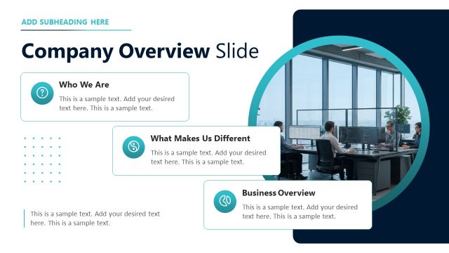 Company Overview Slide with Three Sections